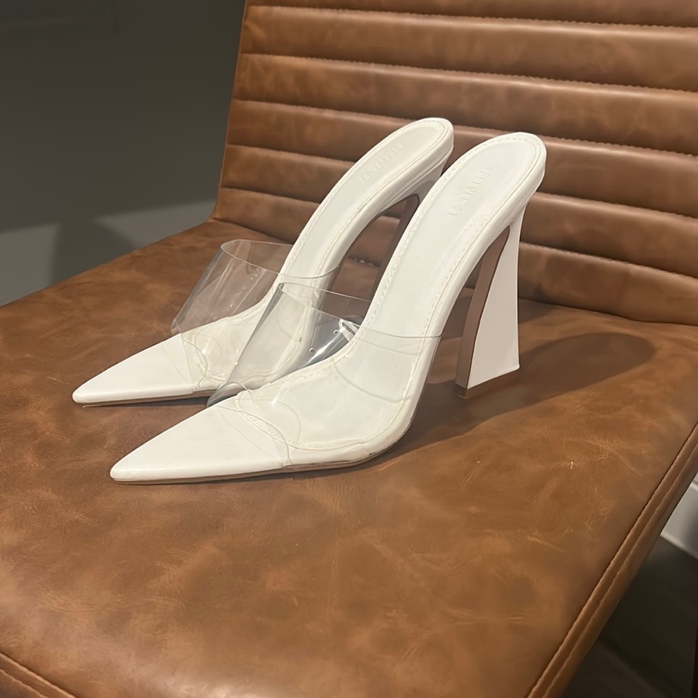 Forever 21 white and clear pointed heels. Size 8